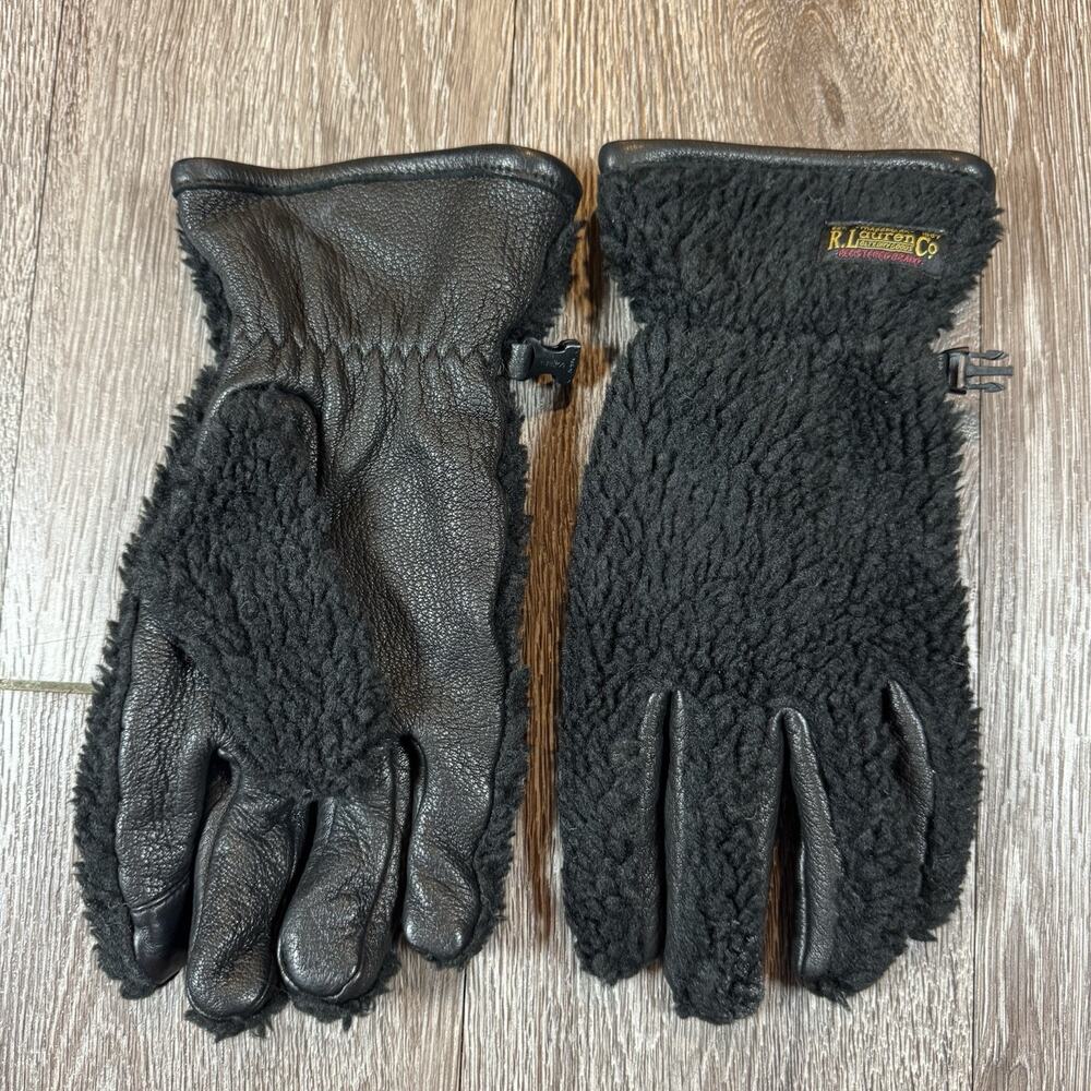 Polo Ralph Lauren R.Lauren Co Black Sherpa Goat Leather Gloves L